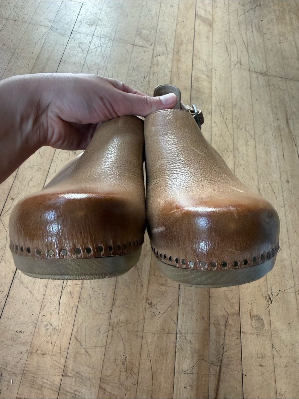 DANSKO Sassy Clog Sandal Tan Brown Leather Burnished Distressed Boho Platform 39 - Picture 8 of 13
